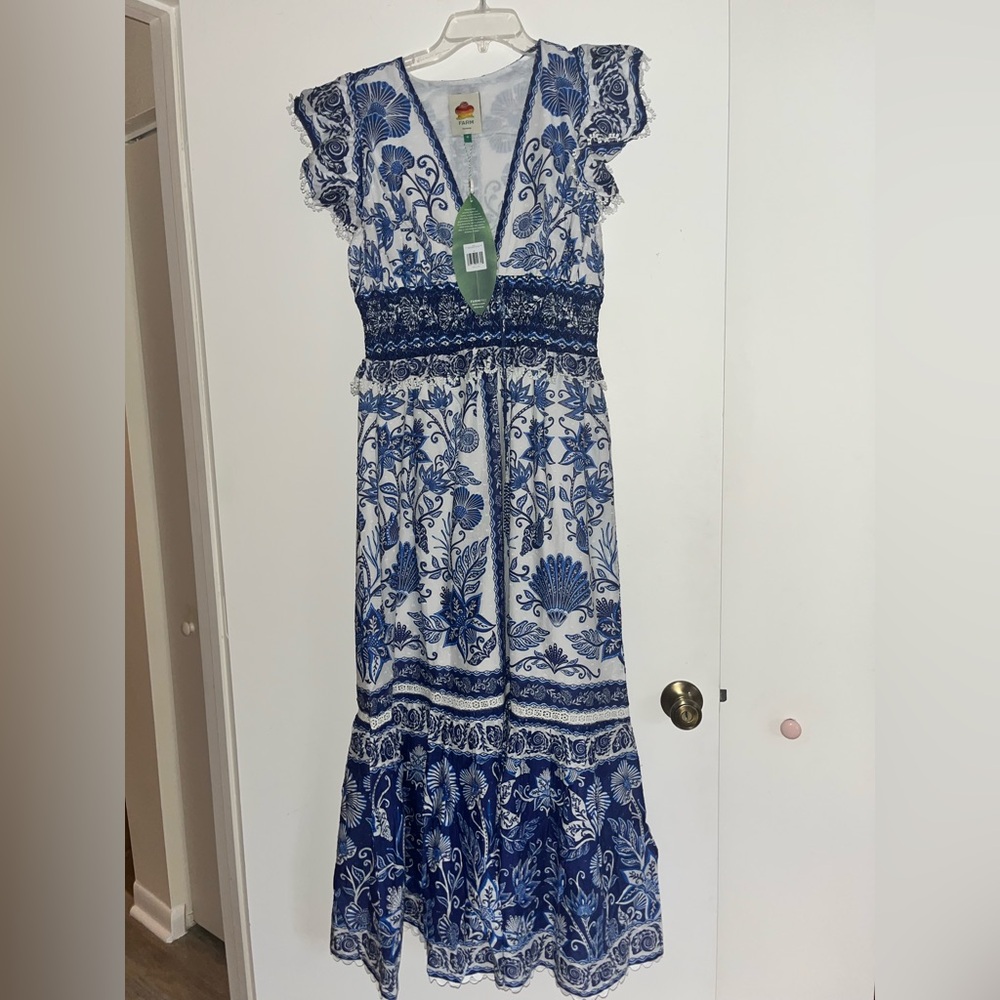 NWT Medium Farm Rio Garden off white dress